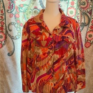 Ruby Rd. Roll Tab Sleeve Linen Blend Button Front Jacket/Top Size 18/XX-Large